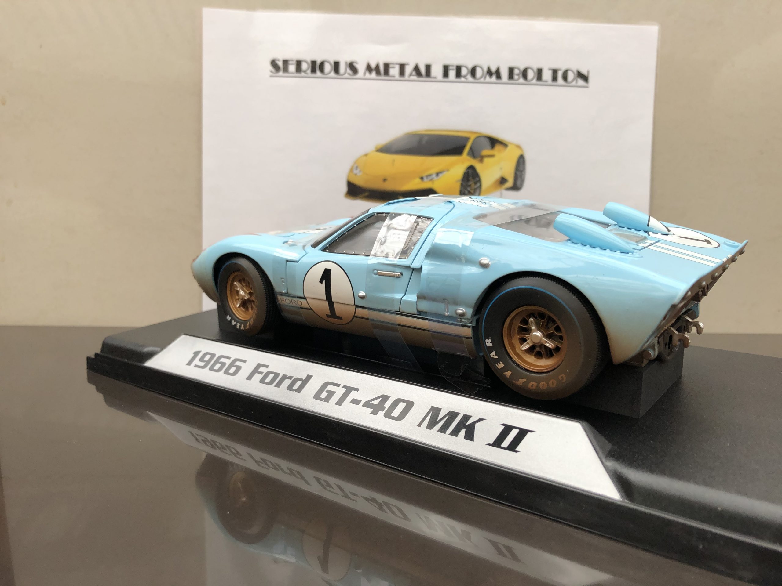 SHELBY 405 FORD GT 40 MK11 LE MANS 1966 #1 KEN MILES "END OF RACE" 1:18 - Image 3