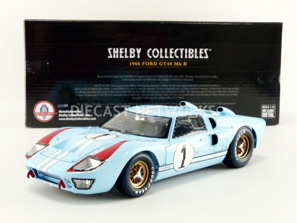 SHELBY COLLECTIBLES SHELBY 411 FORD GT 40 MK11 LE MANS 1966 #1 KEN MILES 1:18 - Image 2